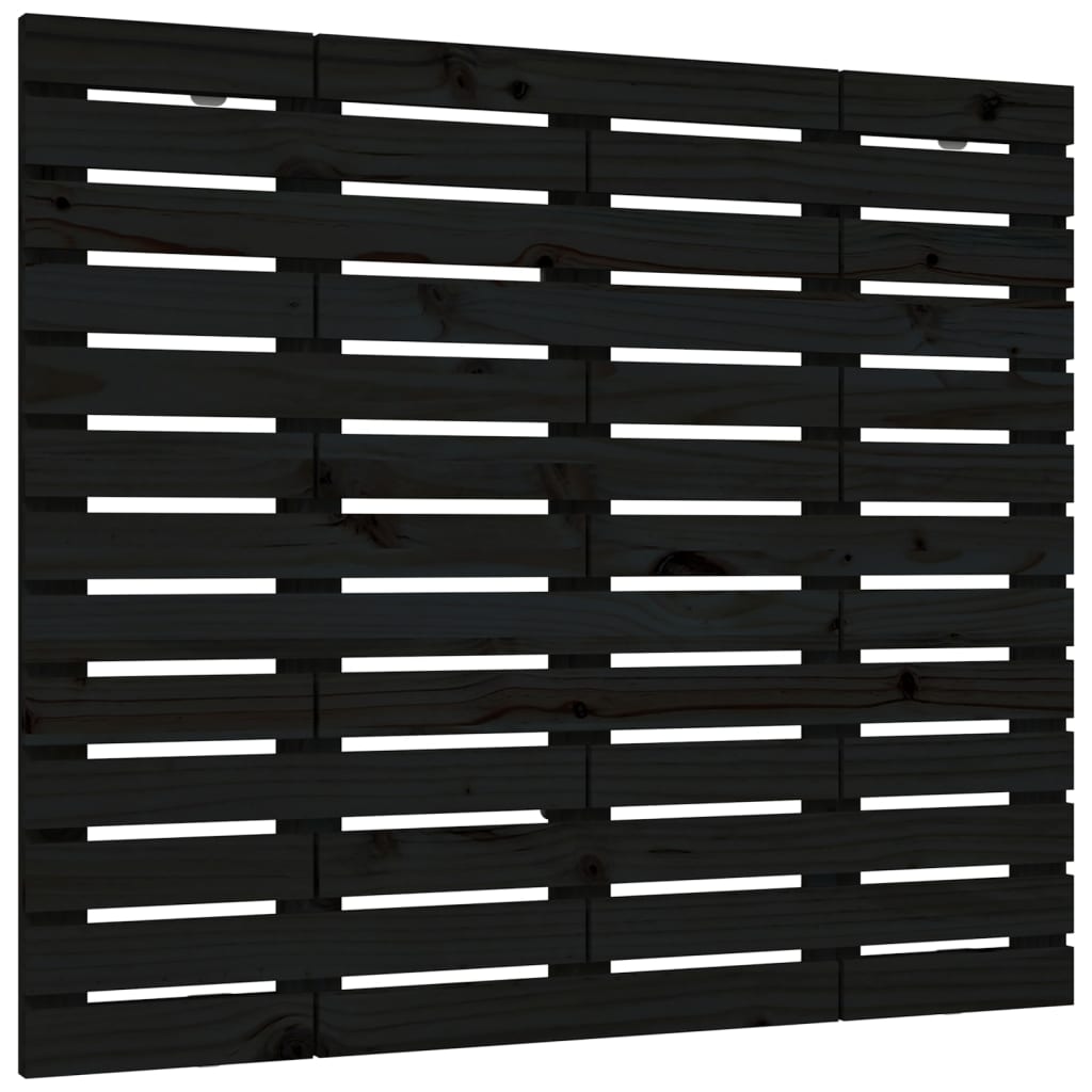Wall Headboard Black 126x3x91.5 cm Solid Wood Pine