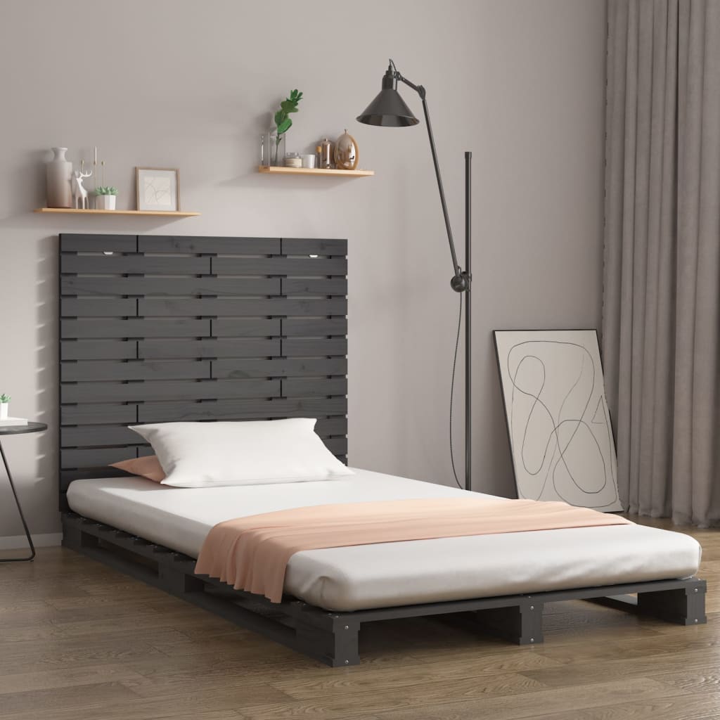 Wall Headboard Grey 146x3x91.5 cm Solid Wood Pine