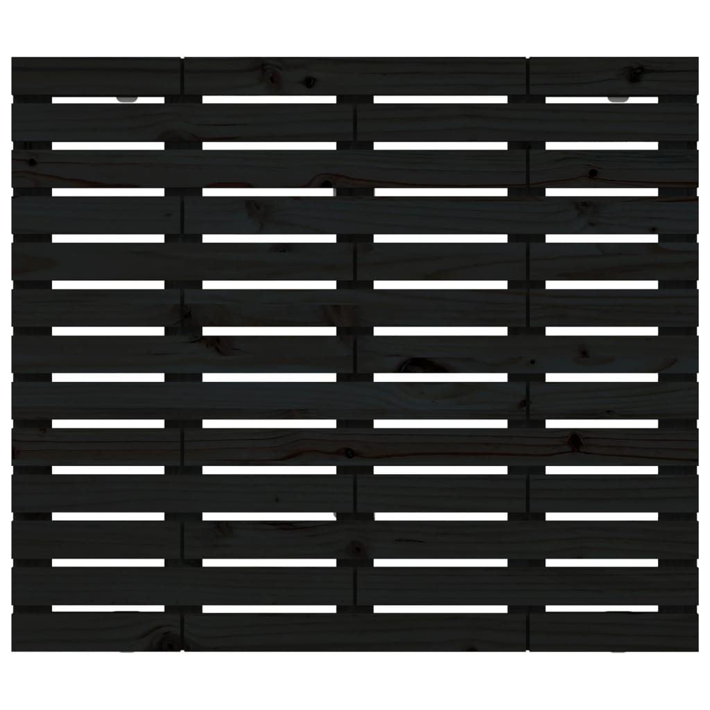 Wall Headboard Black 146x3x91.5 cm Solid Wood Pine