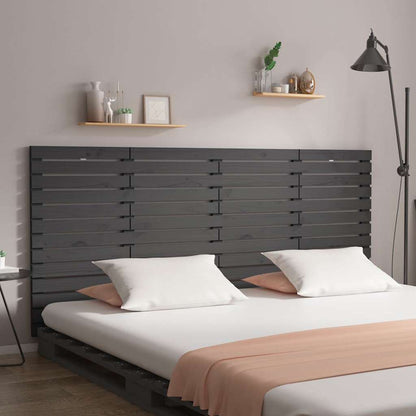 Wall Headboard Grey 156x3x91.5 cm Solid Wood Pine