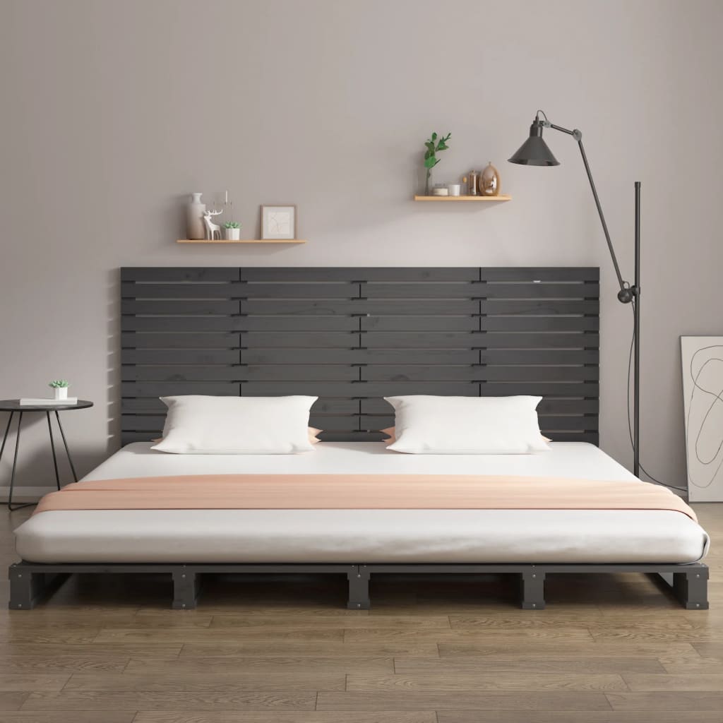 Wall Headboard Grey 166x3x91.5 cm Solid Wood Pine
