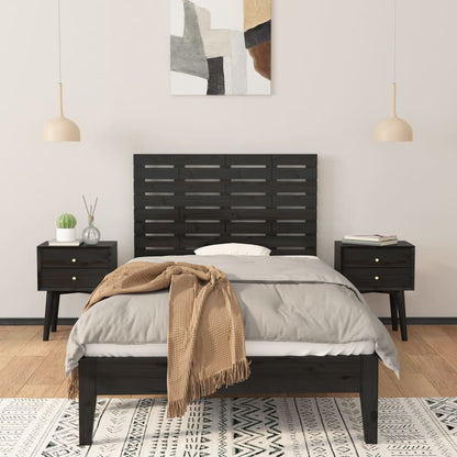 Wall Headboard Black 106x3x63 cm Solid Wood Pine