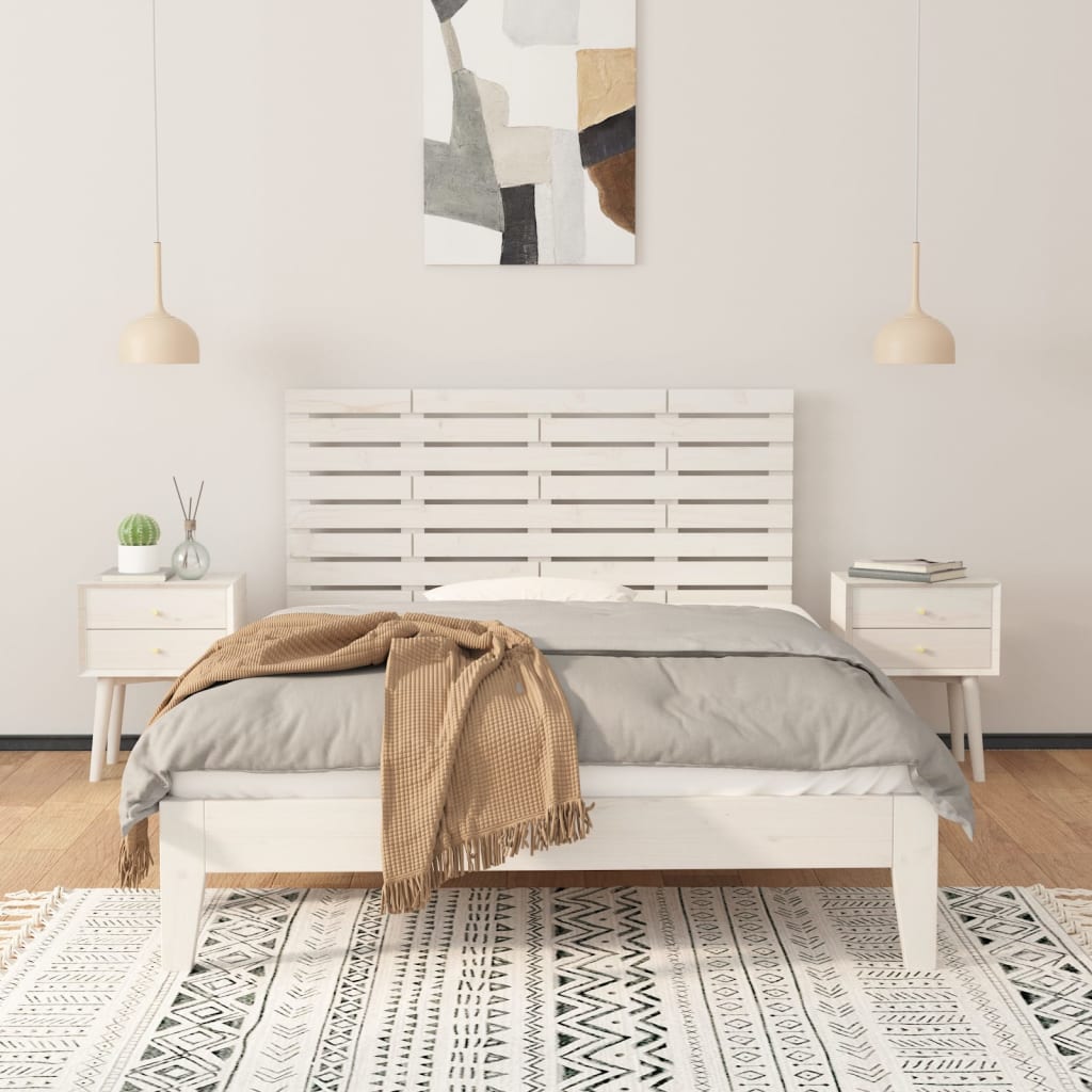 Wall Headboard White 126x3x63 cm Solid Wood Pine