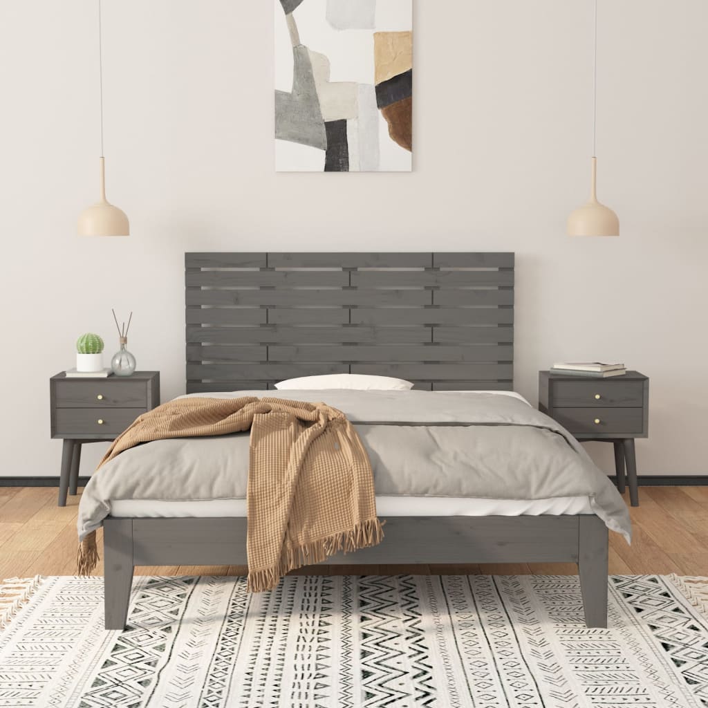 Wall Headboard Grey 146x3x63 cm Solid Wood Pine