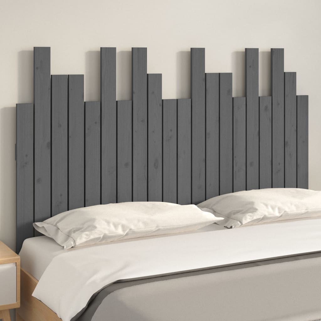 Wall Headboard Grey 127.5x3x80 cm Solid Wood Pine