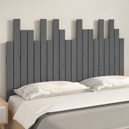 Wall Headboard Grey 127.5x3x80 cm Solid Wood Pine
