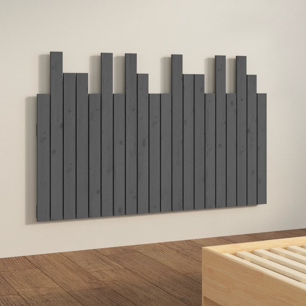 Wall Headboard Grey 127.5x3x80 cm Solid Wood Pine