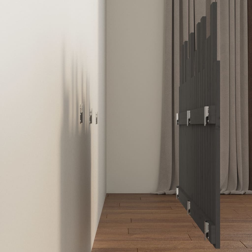 Wall Headboard Grey 127.5x3x80 cm Solid Wood Pine