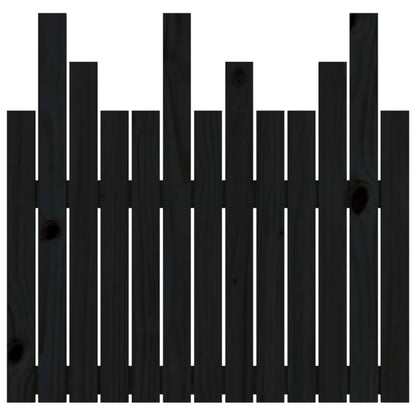 Wall Headboard Black 82.5x3x80 cm Solid Wood Pine