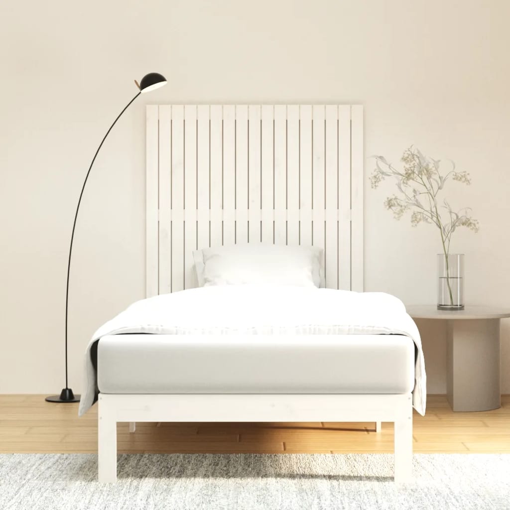 Wall Headboard White 108x3x110 cm Solid Wood Pine