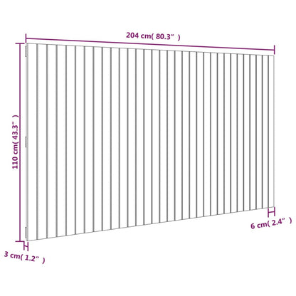 Wall Headboard Black 204x3x110 cm Solid Wood Pine