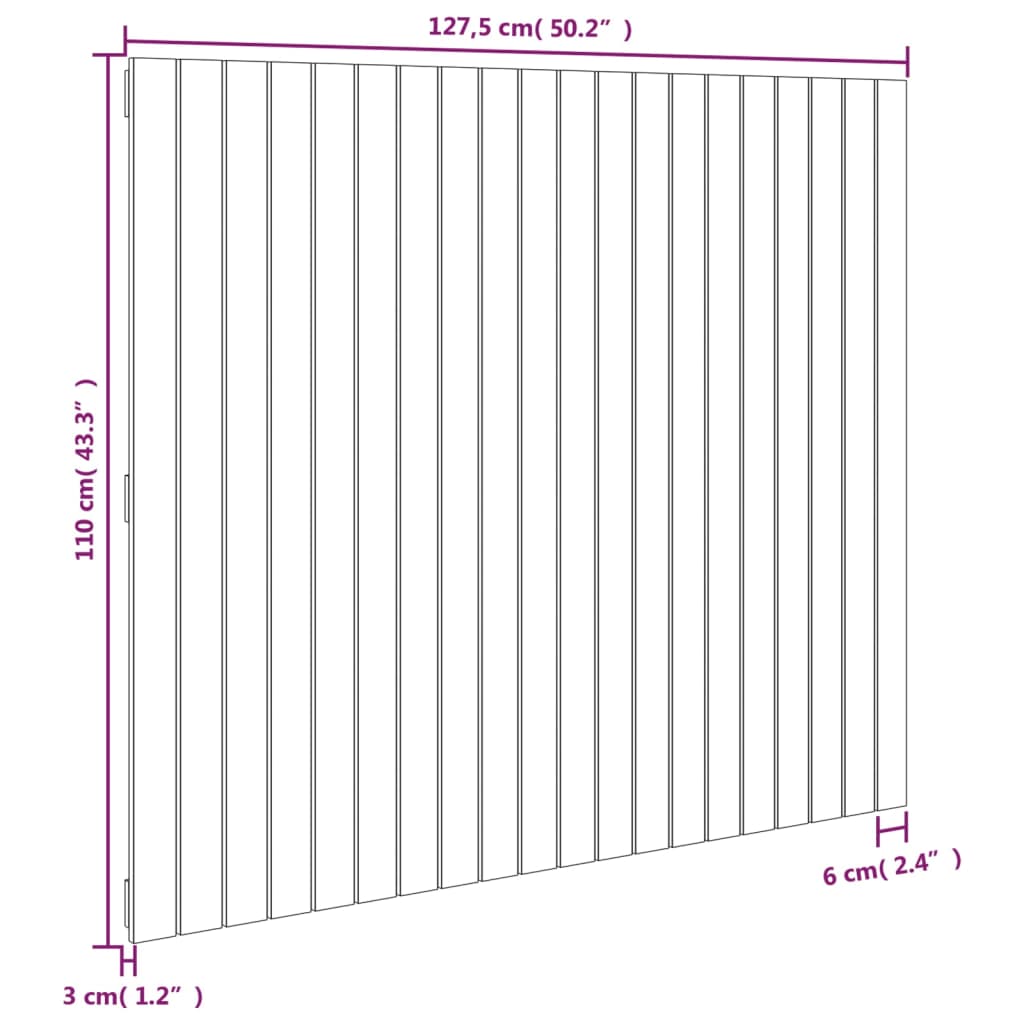 Wall Headboard Honey Brown 127.5x3x110 cm Solid Wood Pine