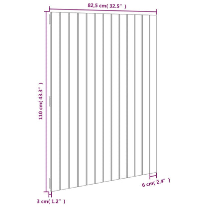 Wall Headboard Black 82.5x3x110 cm Solid Wood Pine