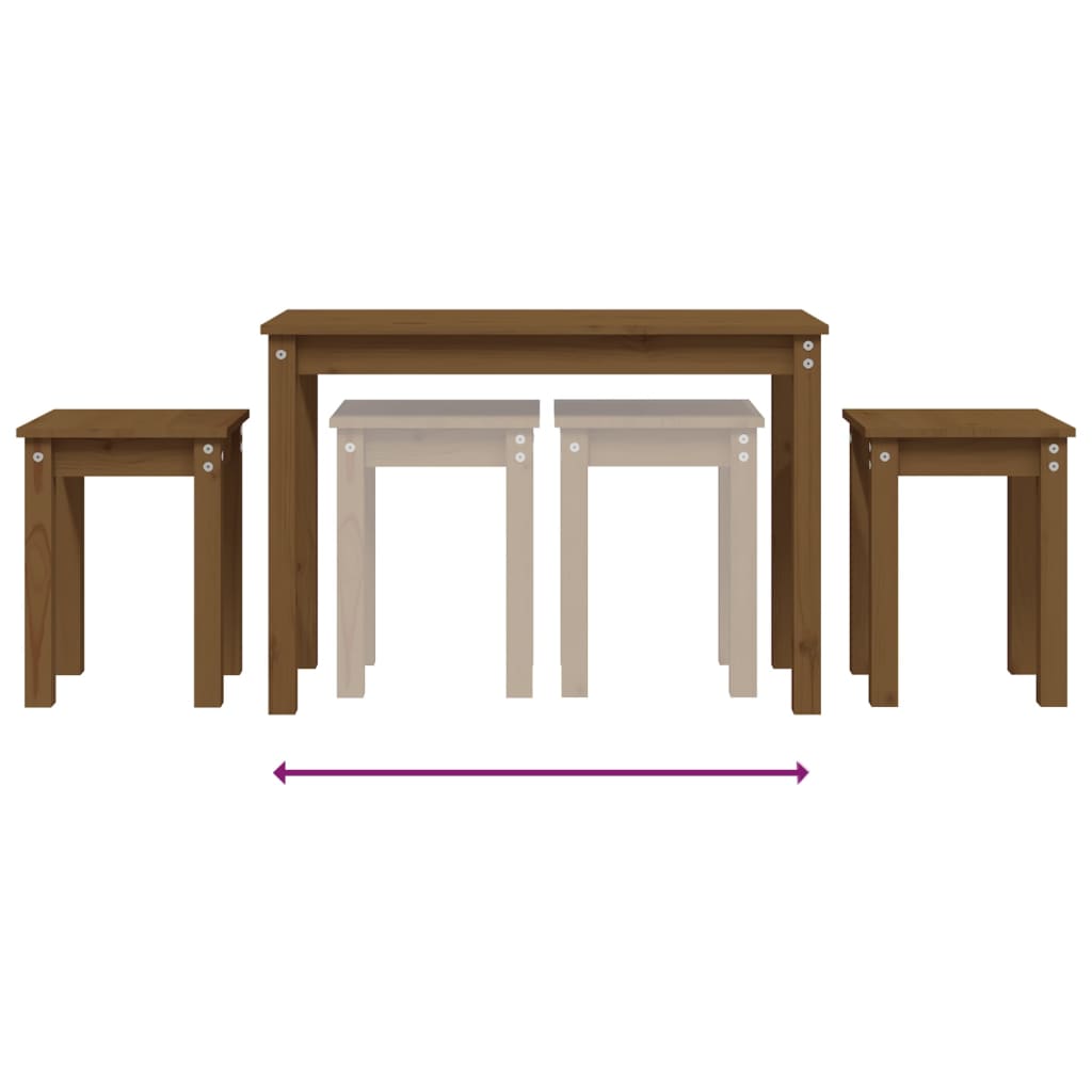 Nesting Tables 3 pcs Honey Brown Solid Wood Pine