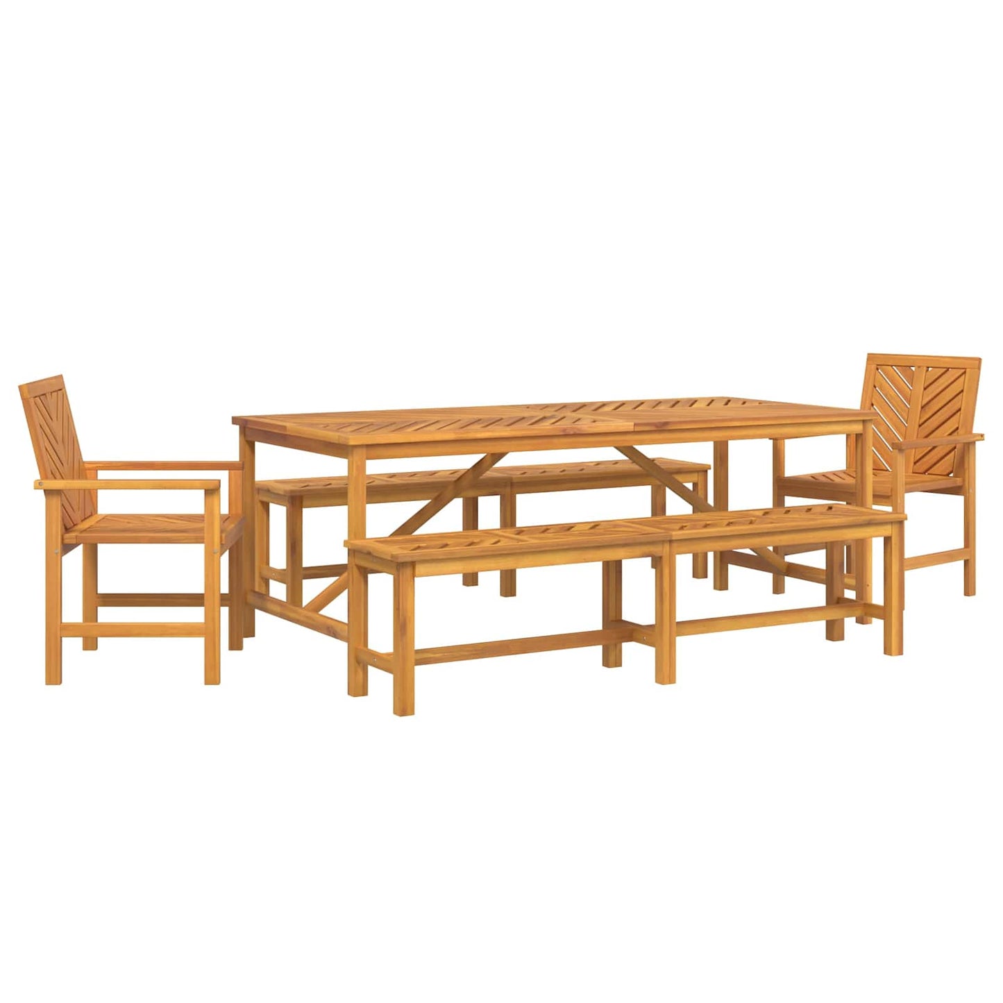 Garden Dining Set 5 pcs Brown Solid Acacia Wood