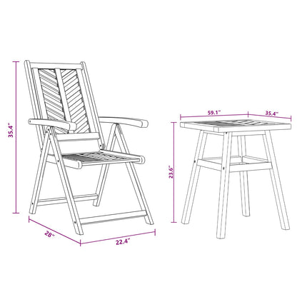 Garden Dining Set 3 pcs Brown Solid Acacia Wood