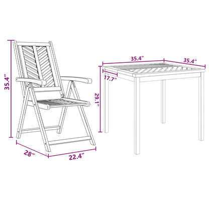 Garden Dining Set 5 pcs Brown Solid Acacia Wood