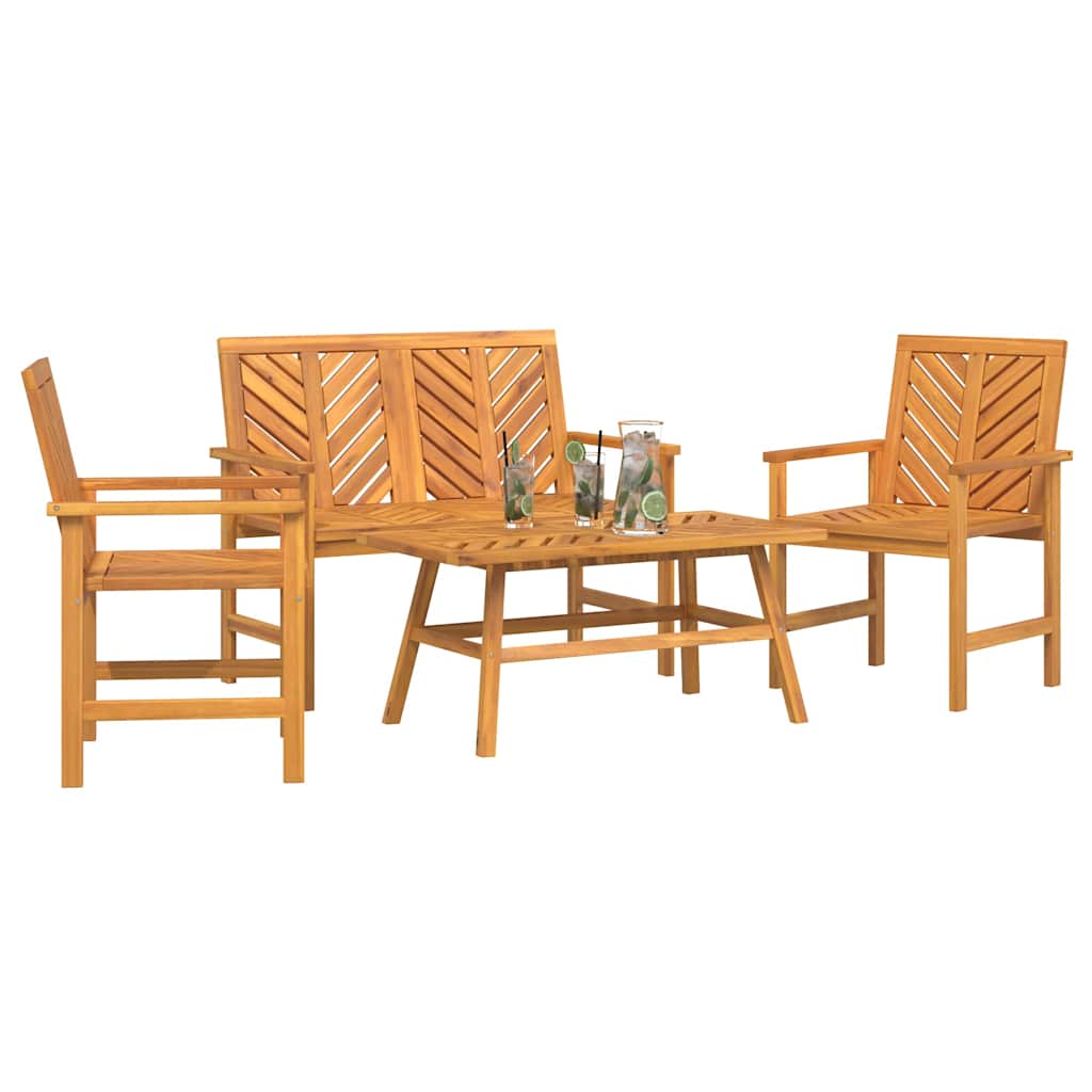 Garden Lounge Set 4 pcs Brown Solid Acacia Wood