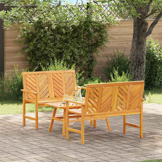 Garden Lounge Set 3 pcs Brown Solid Acacia Wood