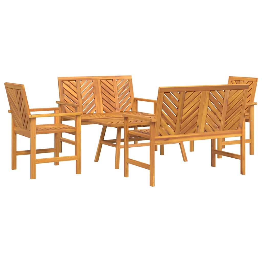 Garden Lounge Set 5 pcs Brown Solid Acacia Wood