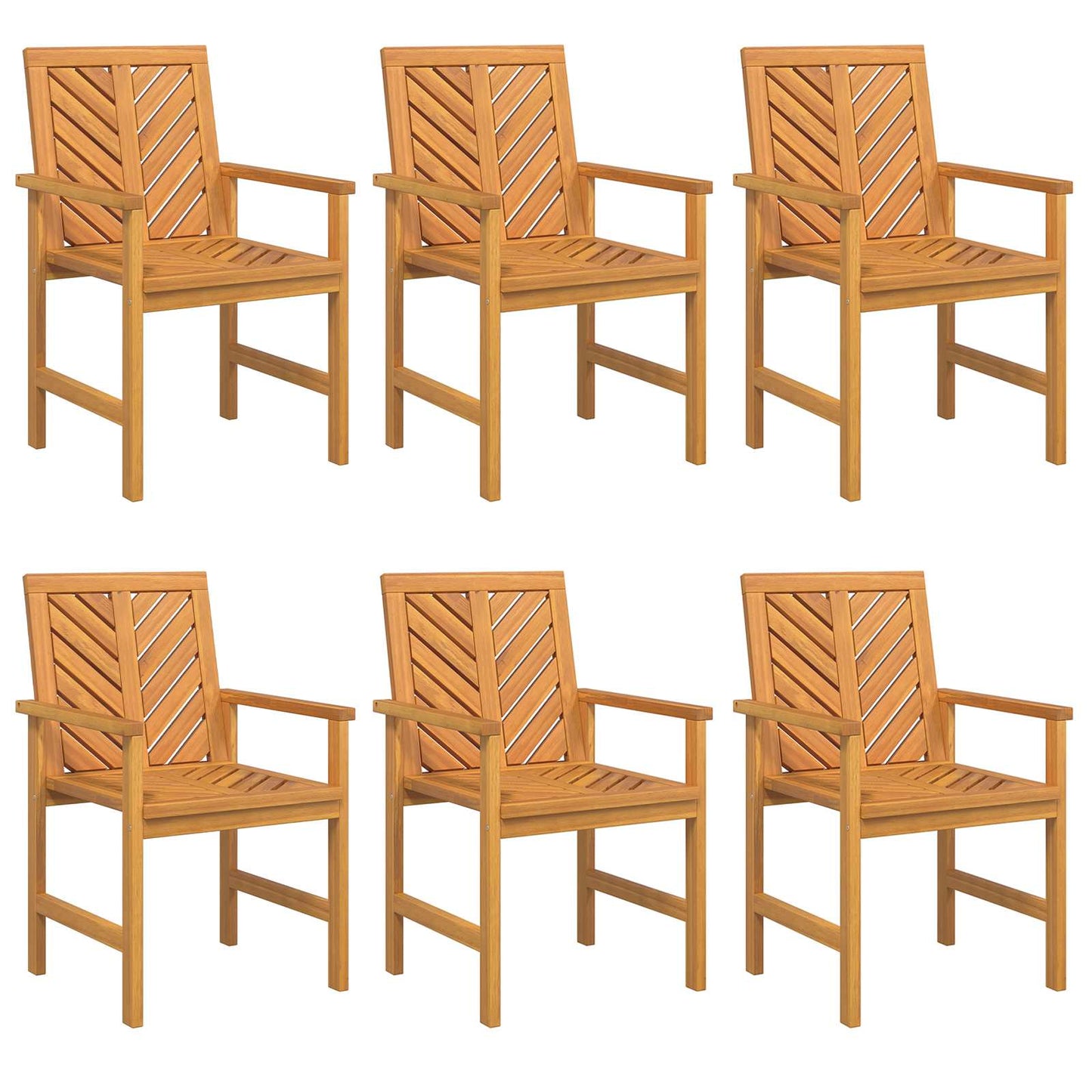 Dining Chair 6 pcs Natural Solid Acacia Wood