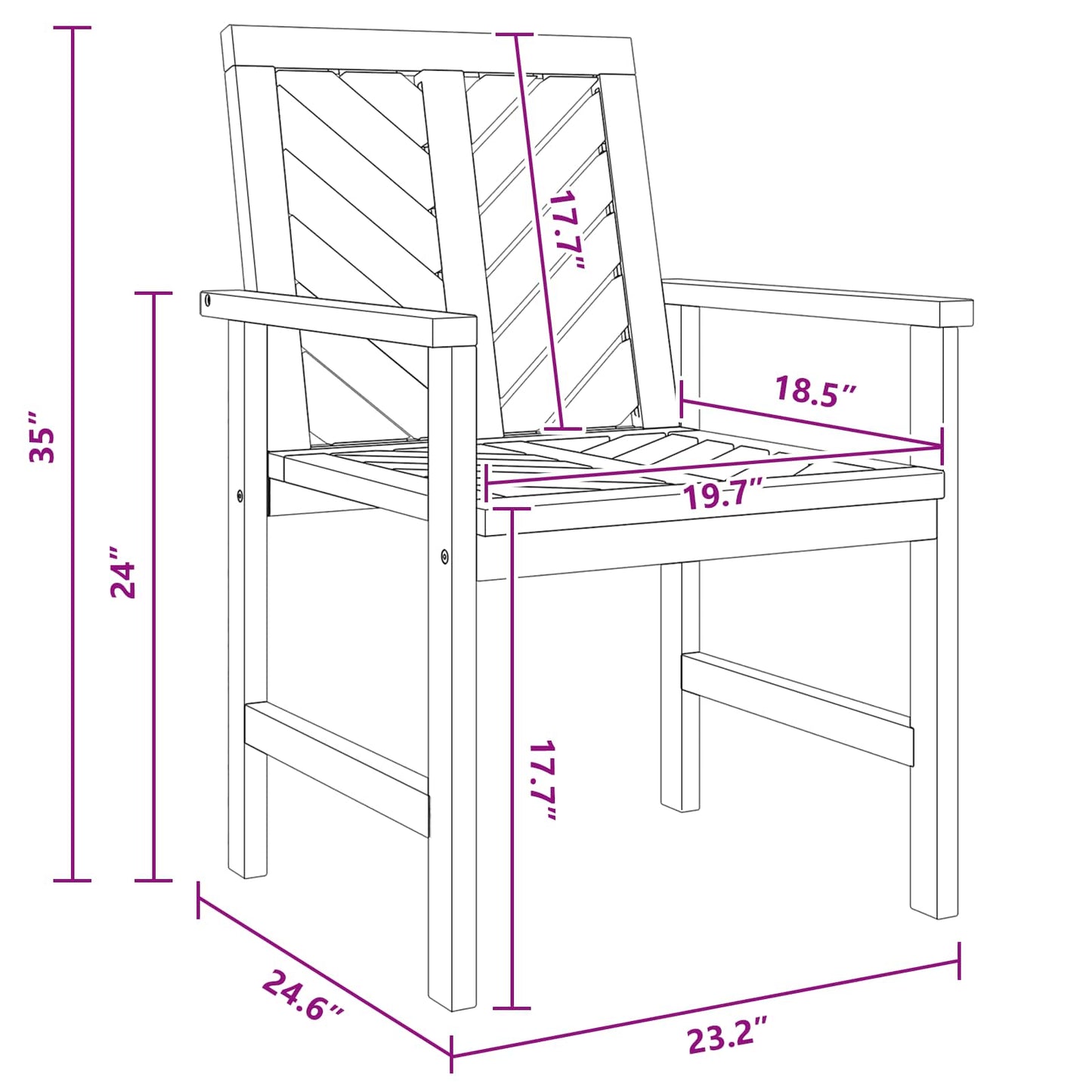 Dining Chair 6 pcs Natural Solid Acacia Wood