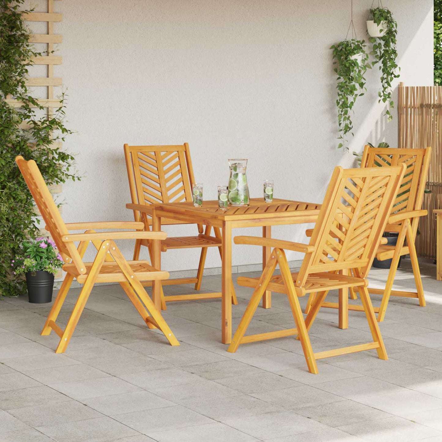 Garden Chair 4 pcs Brown 57 x 72 x 109 cm Solid Acacia Wood