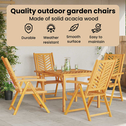 Garden Chair 4 pcs Brown Solid Acacia Wood