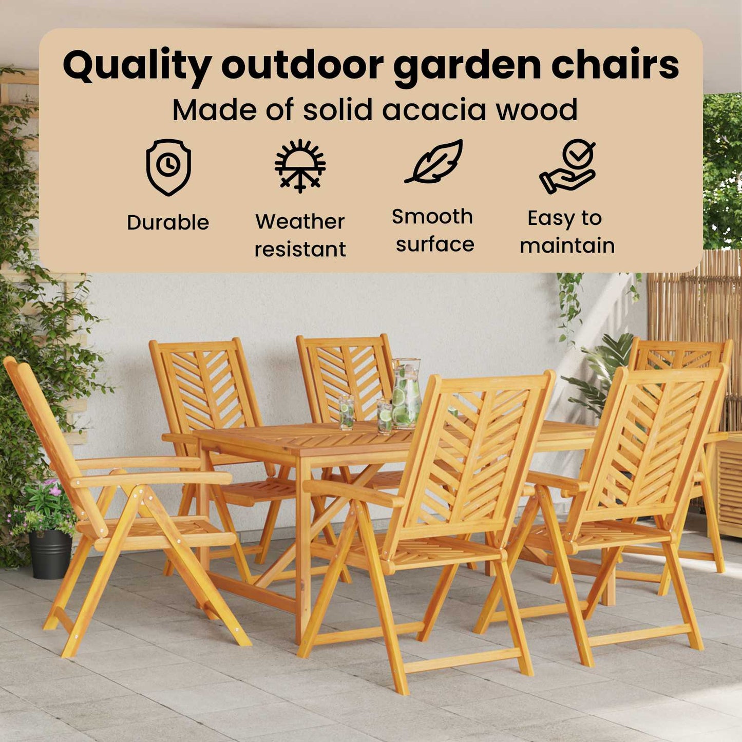 Garden Chair 6 pcs Brown Solid Acacia Wood