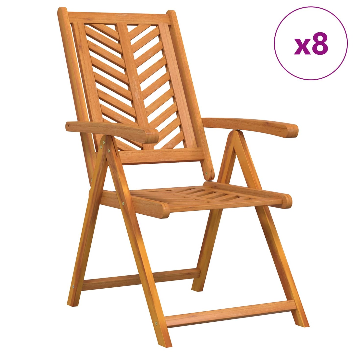 Garden Chair 8 pcs Brown Solid Acacia Wood