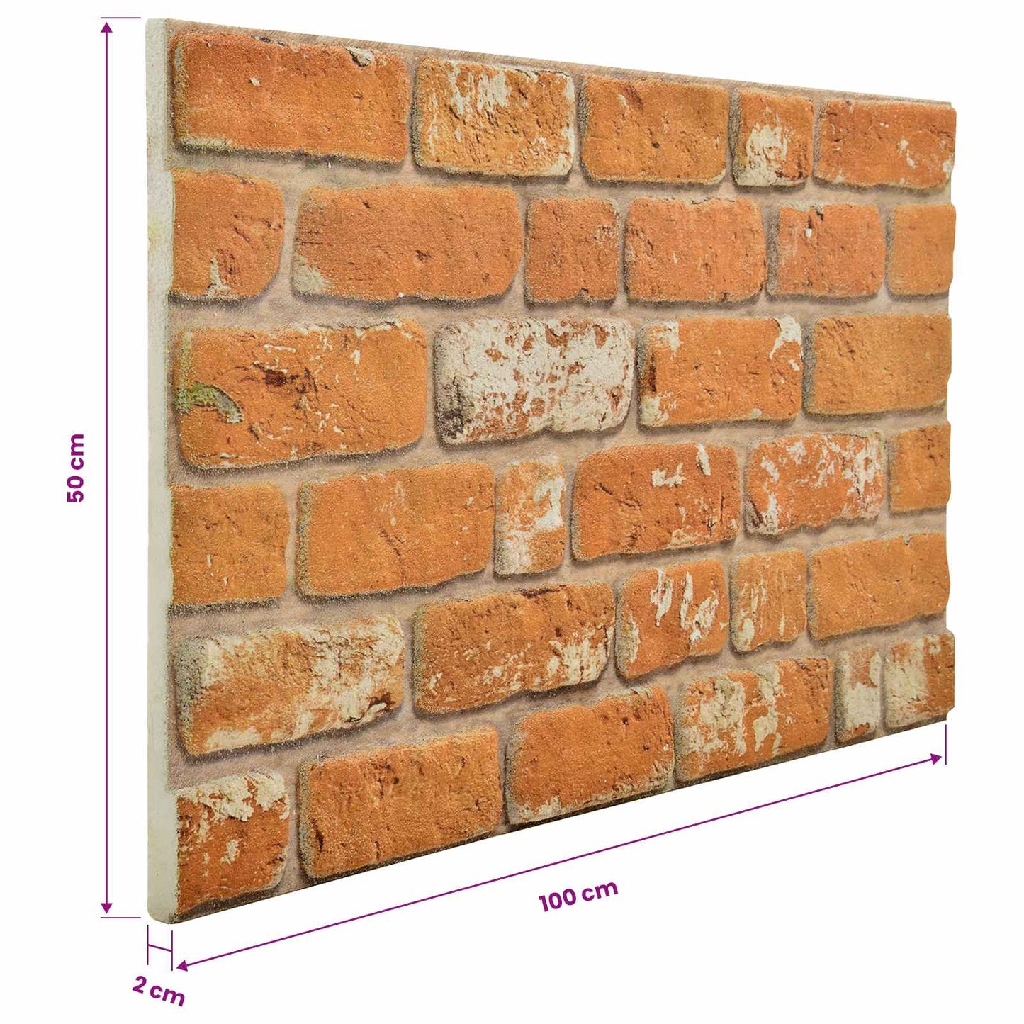 Wall Panels 10 pcs Brick 100 x 50 cm EPS Foam