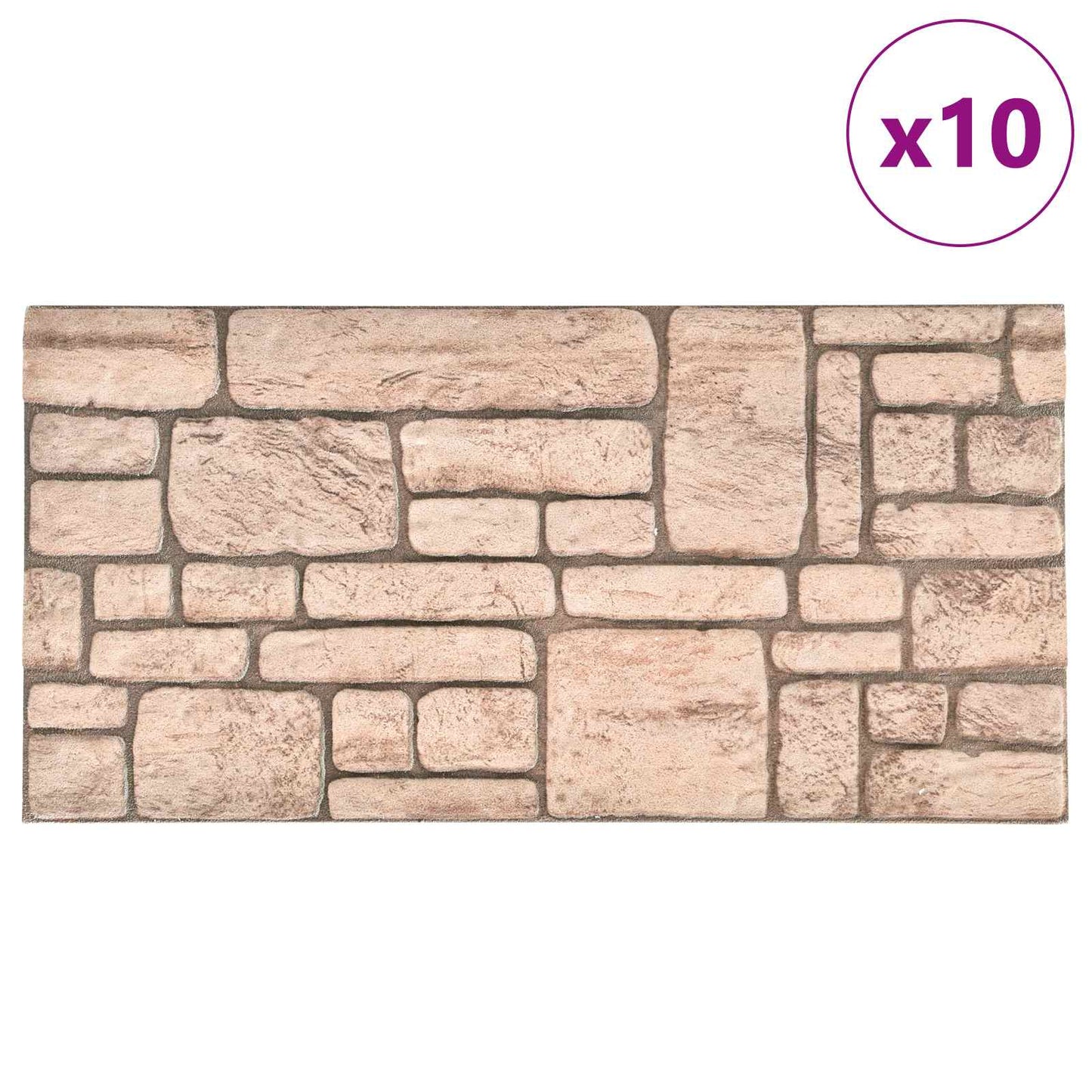 Wall Panels 10 pcs Beige 100 x 50 cm EPS Foam