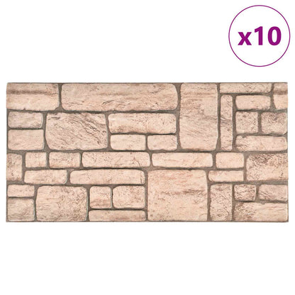 Wall Panels 10 pcs Beige 100 x 50 cm EPS Foam
