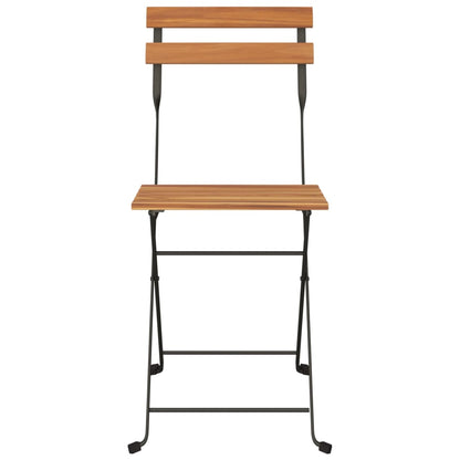 Folding Bistro Chairs 4 pcs Solid Wood Teak and Steel
