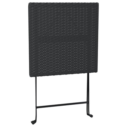 Folding Bistro Table Black 55x54x71 cm Poly Rattan
