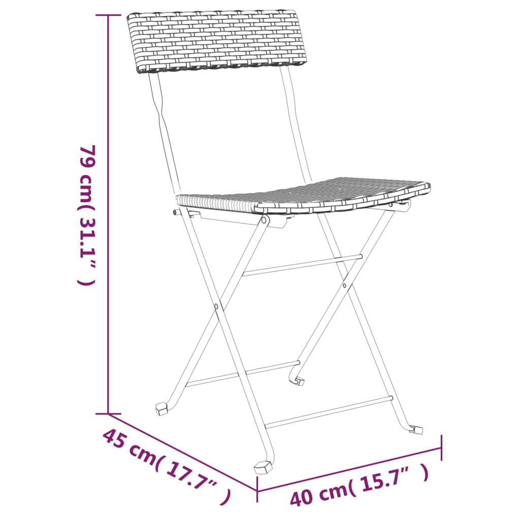 Folding Bistro Chair | Set of 2 | Black