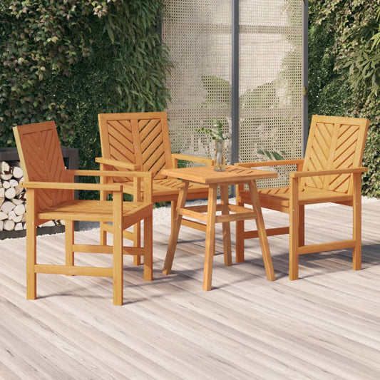 Garden Dining Chair | Set of 3 | Natural wood | Solid acacia wood
