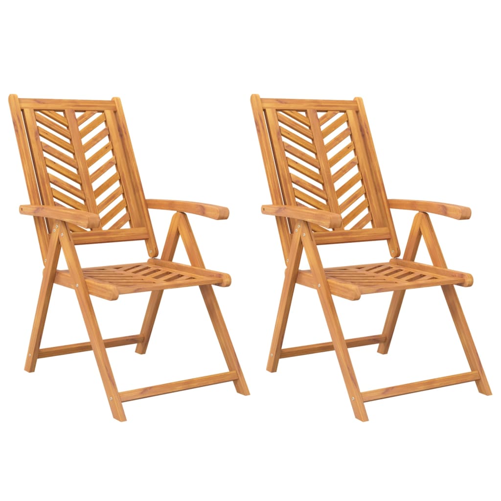 Reclining Garden Chair |  Set of 2 | Natural wood color