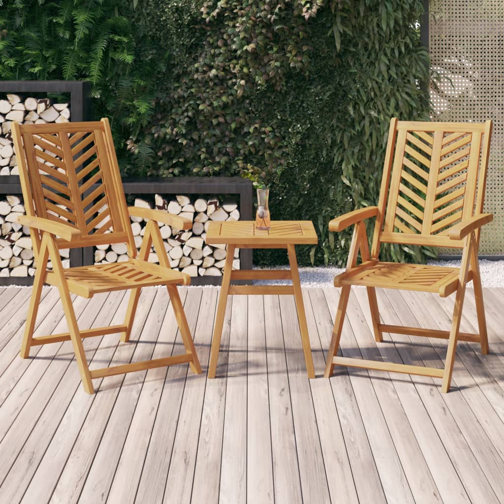 Reclining Garden Chair |  Set of 2 | Natural wood color