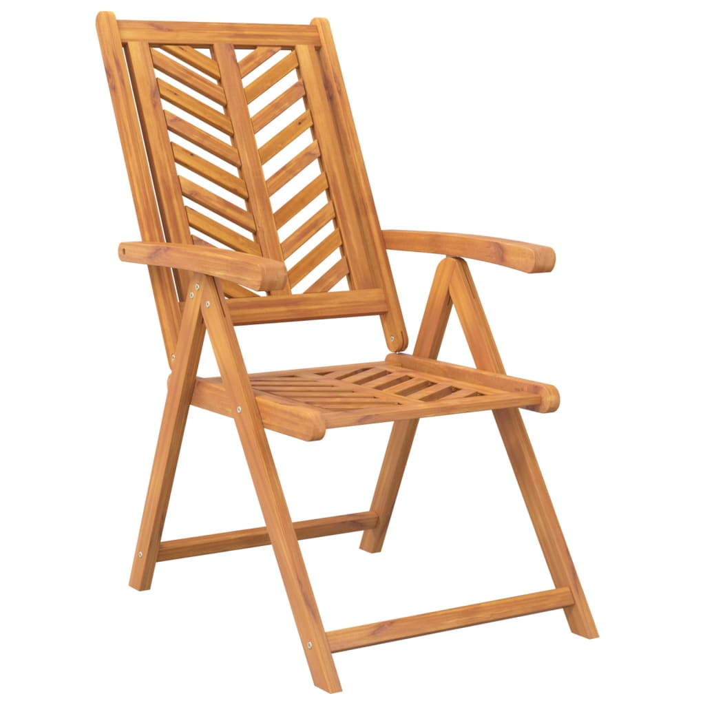 Reclining Garden Chair |  Set of 3 | Natural wood | Solid acacia wood