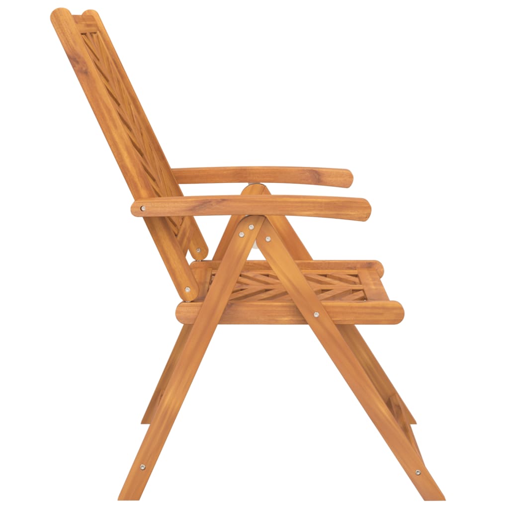 Reclining Garden Chair |  Set of 3 | Natural wood | Solid acacia wood