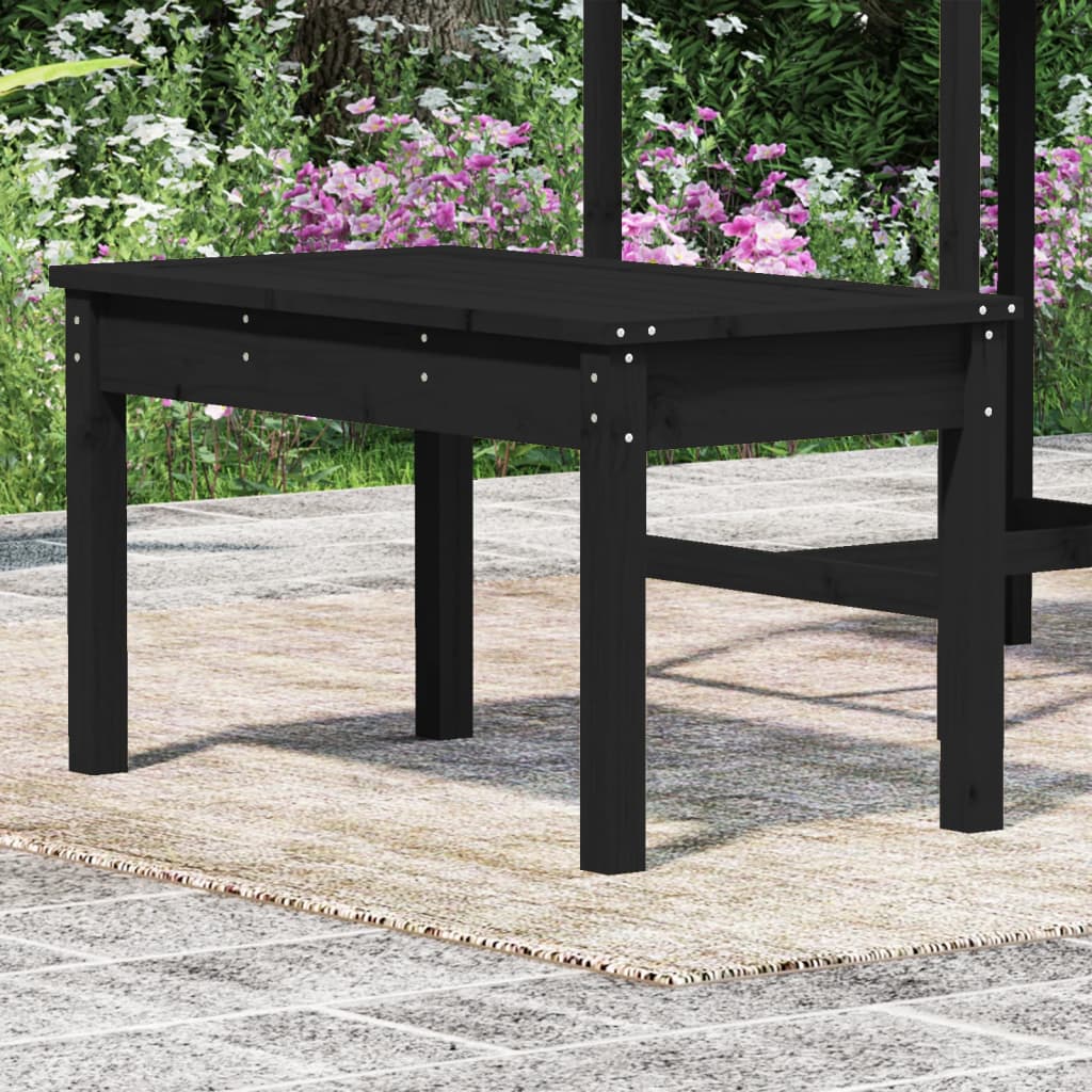 Garden Bench | Black | Solid Pine Wood | Compact | Sturdy | Garden Bench