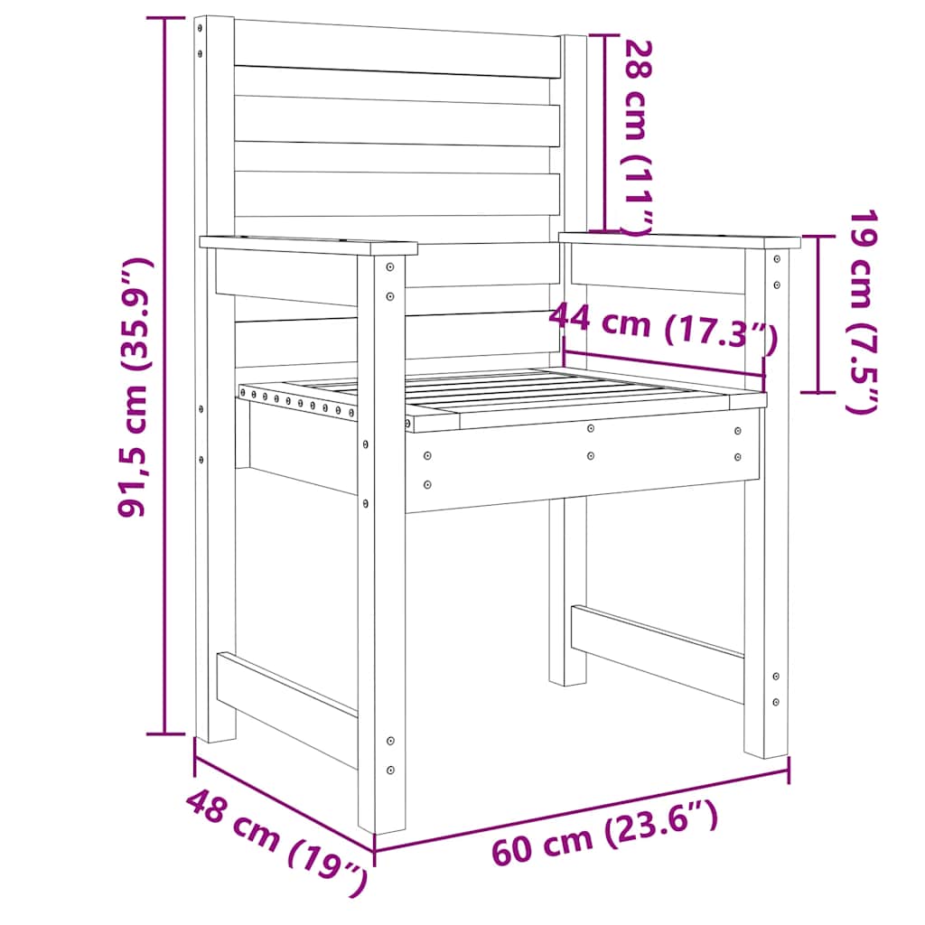 Garden Chairs 2 pcs White 60x48x91 cm Solid Wood Pine