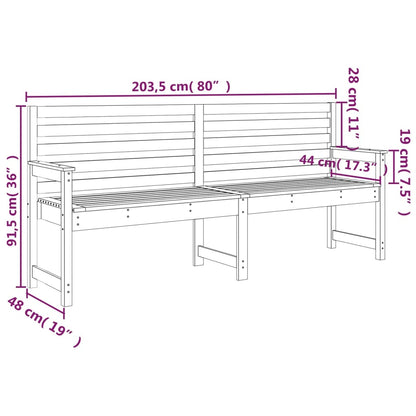 Garden Bench 203.5x48x91.5 cm Solid Wood Pine