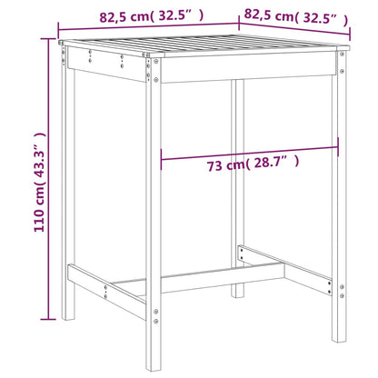 Garden Table Grey 82,5x82,5x110 cm Solid Wood Pine