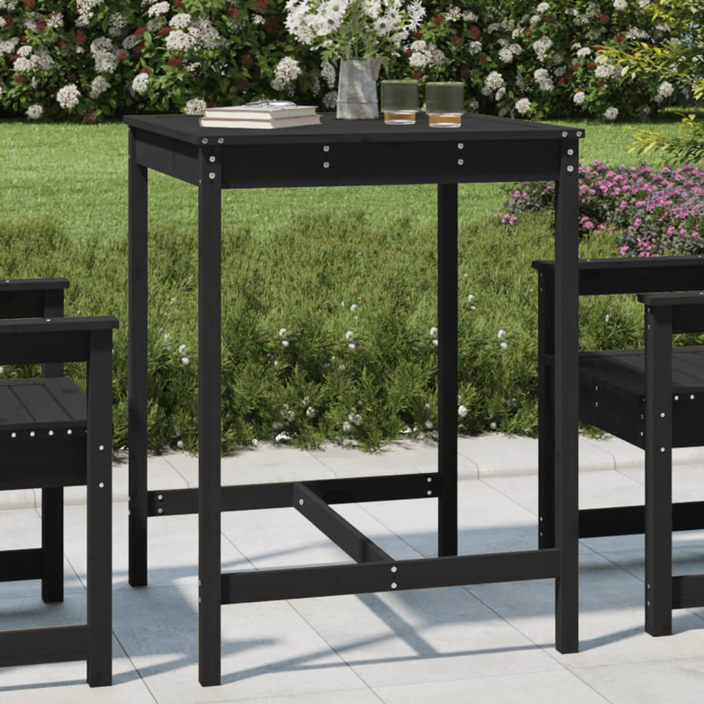 Garden Table Black 82,5x82,5x110 cm Solid Wood Pine