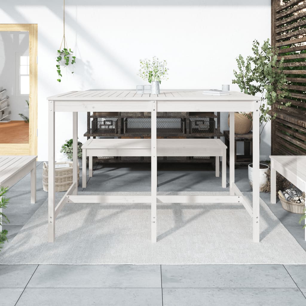 Garden Table White 159,5x82,5x110 cm Solid Wood Pine