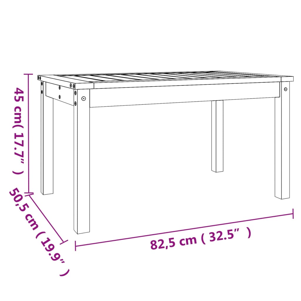 Garden Table White 82,5x50,5x45 cm Solid Wood Pine