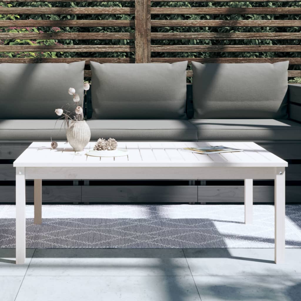 Garden Table White 121x82,5x45 cm Solid Wood Pine