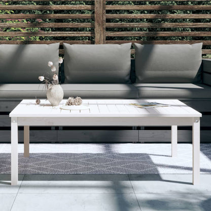 Garden Table White 121x82,5x45 cm Solid Wood Pine